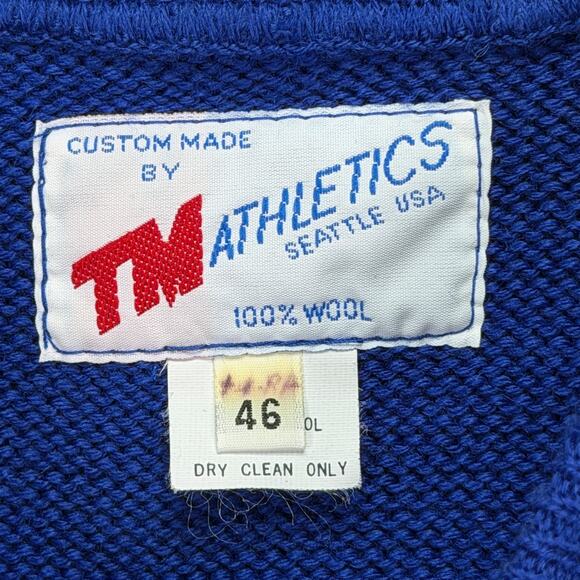 Vtg TM Athletics 100% Wool Pullover Sweater Wool S Varsity Logo Mens Sz 46 XL - Picture 5 of 5